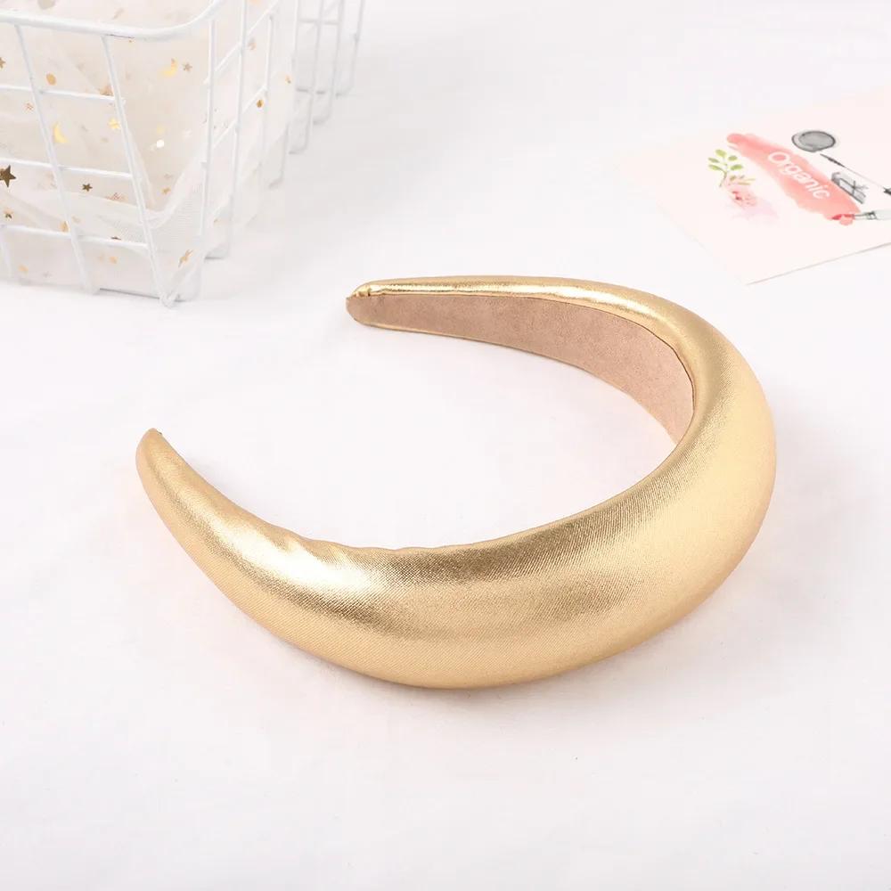 

Винтажный женский ПУ повязка на голову с губкой Черный Золотой Серебристый Широкий обруч для волос Головной убор Аксессуары для волос