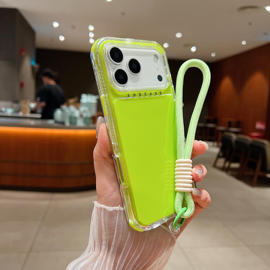 Luxury Candy Color Shockproof Case for iPhone 17 Air 16 15 14 Plus 13 12 11 Pro Max Hybrid Bumper Armor With Lanyard Strap Cover