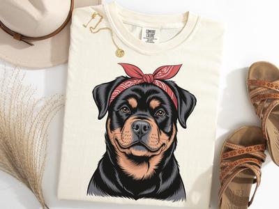 Rottweiler Bandana Shirt, Vintage Dog Mom Gift Shirt