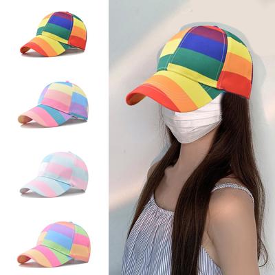 Subculture Casual Sport Hat Colorful Baseball Hat Rainbow Adjustable Dad Hats for Travel Fitness Workout