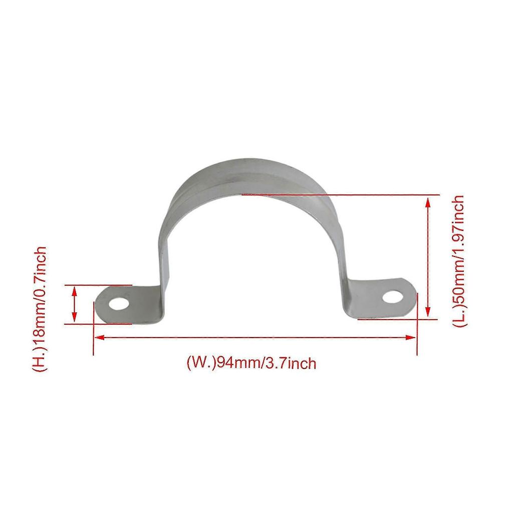 10 Pieces U Shaped Stainless Steel Pipe Clamps Tube Clips 50mm Height