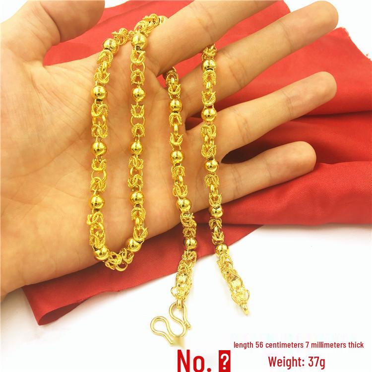 Men's Double Dragon Head Necklace: Non-fading Brass with Thick Gold Plating, Vietnamese Sand Gold Jewelry.