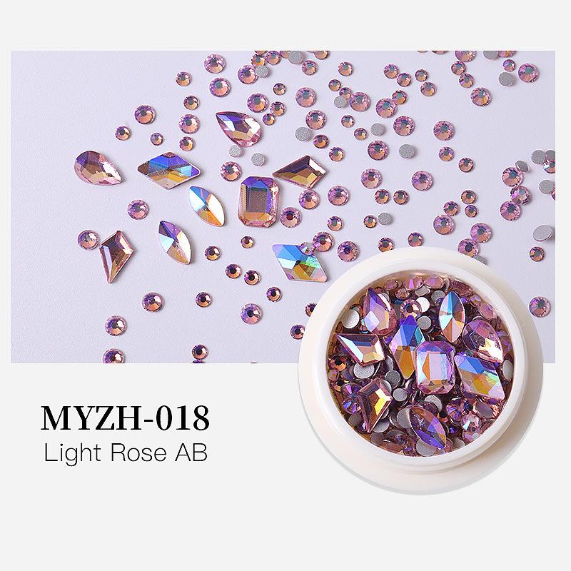 Round Box Nail Art Jewelry Glass Round Diamond Special-Shaped Diamond Flat Bottom Diamond Nail Art Diamond Jewelry Mixed