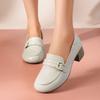 Leather soft-soled Loafu women's shoes spring and autumn new small leather shoes thick heel one pedal women's medium heel single shoes