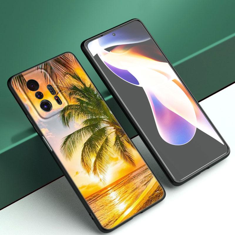 Summer Beach Sunset Sea Phone Case For Xiaomi Mi A2 8 9 SE Note 10 10T 11 12 Lite 9T 11T 12S 12T Pro A3 6X 12X TPU Black Cover