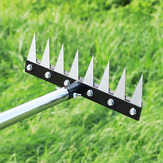 8-Tine Weeding Rake Adjustable Long Handle Weeding Tool Heavy Duty Weed Puller Manual Weeder for Garden Lawn Yard
