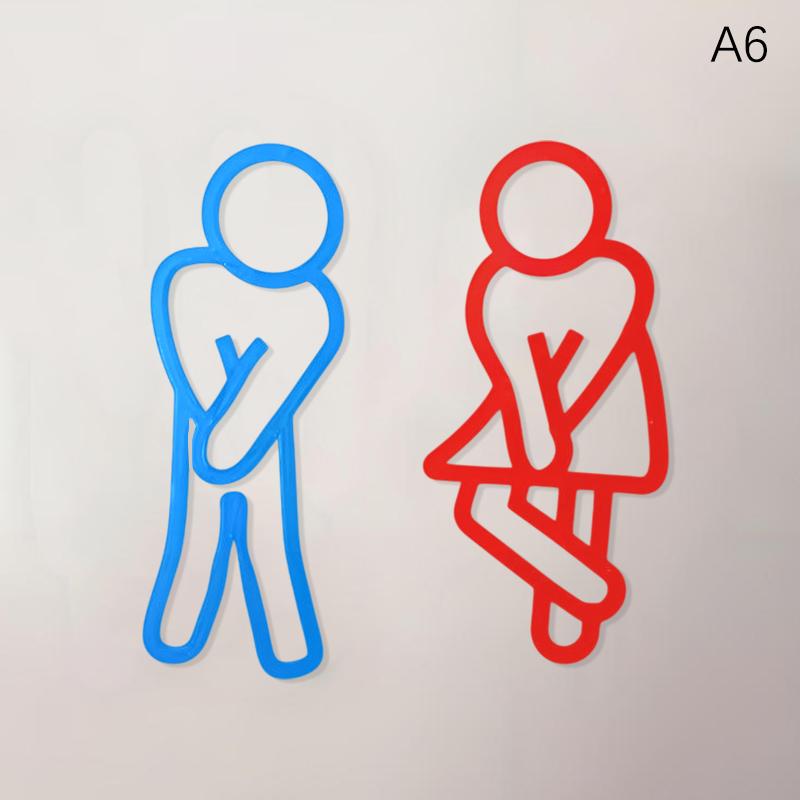 3D Printed Bathroom Door Sign Male & Female Restrooms Symbol Door Decor Restaurant Hotel Cafe Toilet Signage Wall Sticker