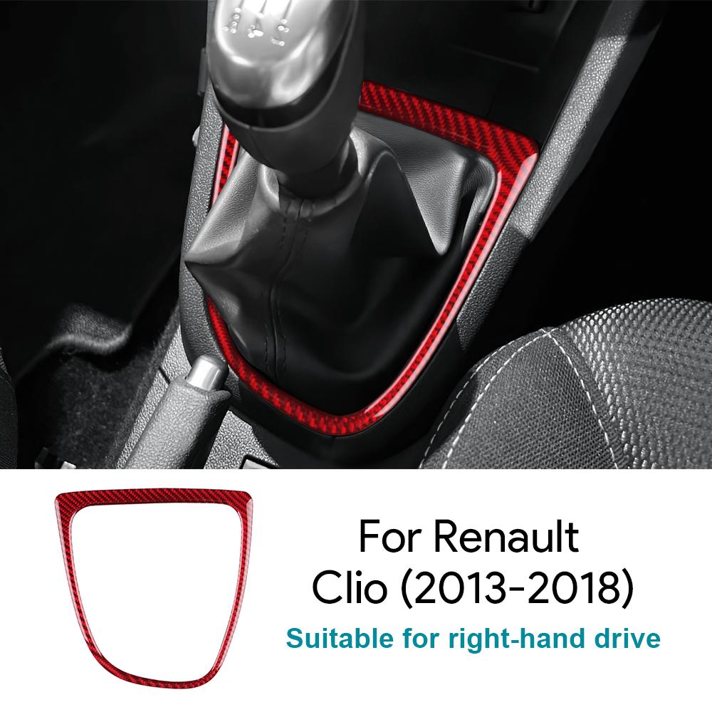 För Renault Clio 4 2013 2014 2015 2016 2017 2018 Mjuk Kolfiberdekal LHD RHD Bilväxel Yttre Växlingsram Interiört Tillbehör