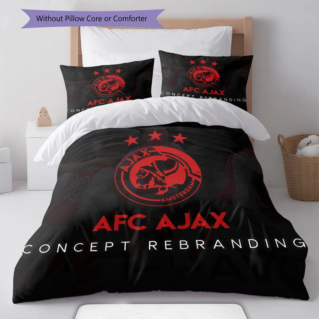 AFC Ajax Amsterdam Bedding Quilt Set Quilt Cover Pillowcase Home Decoration Birthday Gift (1 * Duvet Cover + 2 * Pillowcase, Without Core)