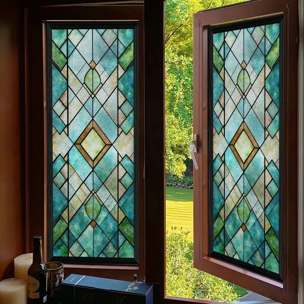 Static Cling Stained Glass Film Rainbow Pattern Static Cling Film  for Windows Doors Sidelight