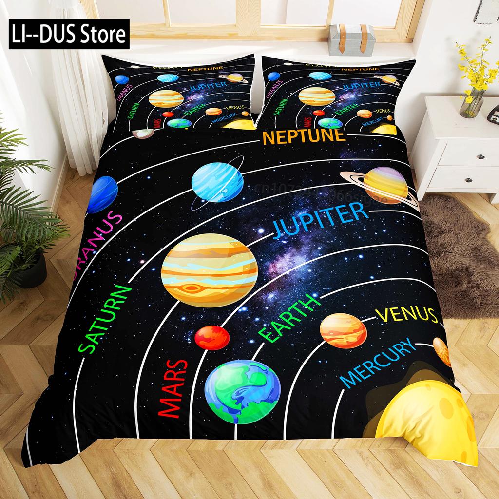 Constellation Duvet Cover Set Sky Star Map Geometric Circle Decorative 3 Piece Bedding Set with 2 Pillow Shams Queen Full Size