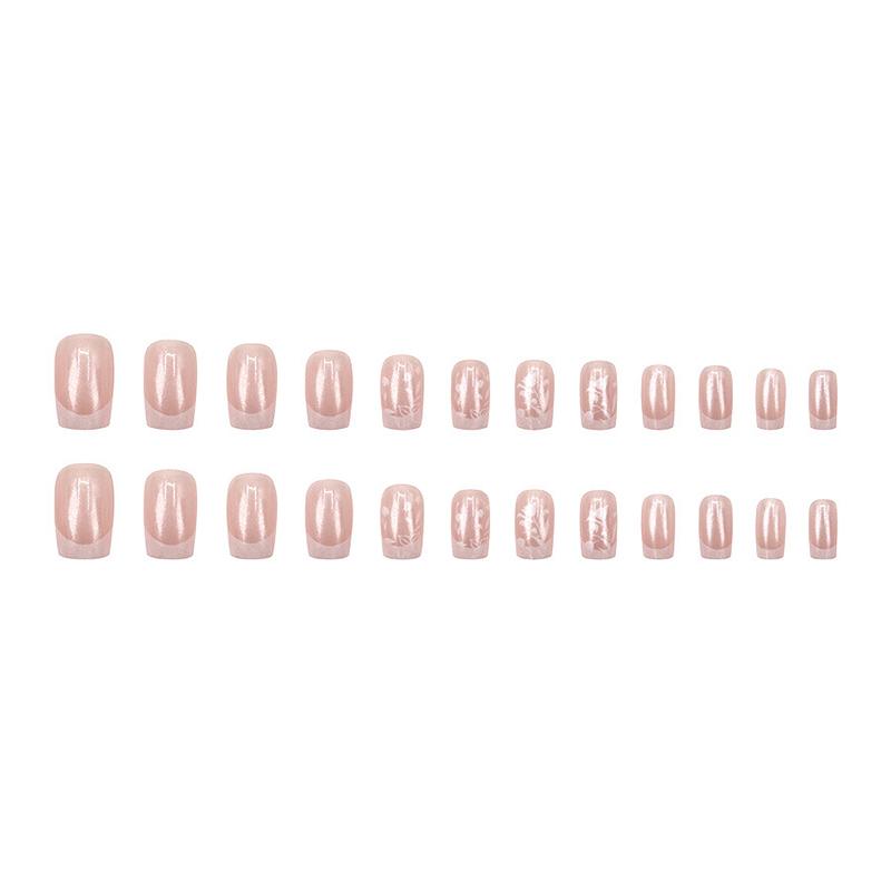 24Pcs Lilac Glitter Short Square False Nails W Jelly Adhesive Detachable Fake Fingernails Full Cover Artificial Press On Nails