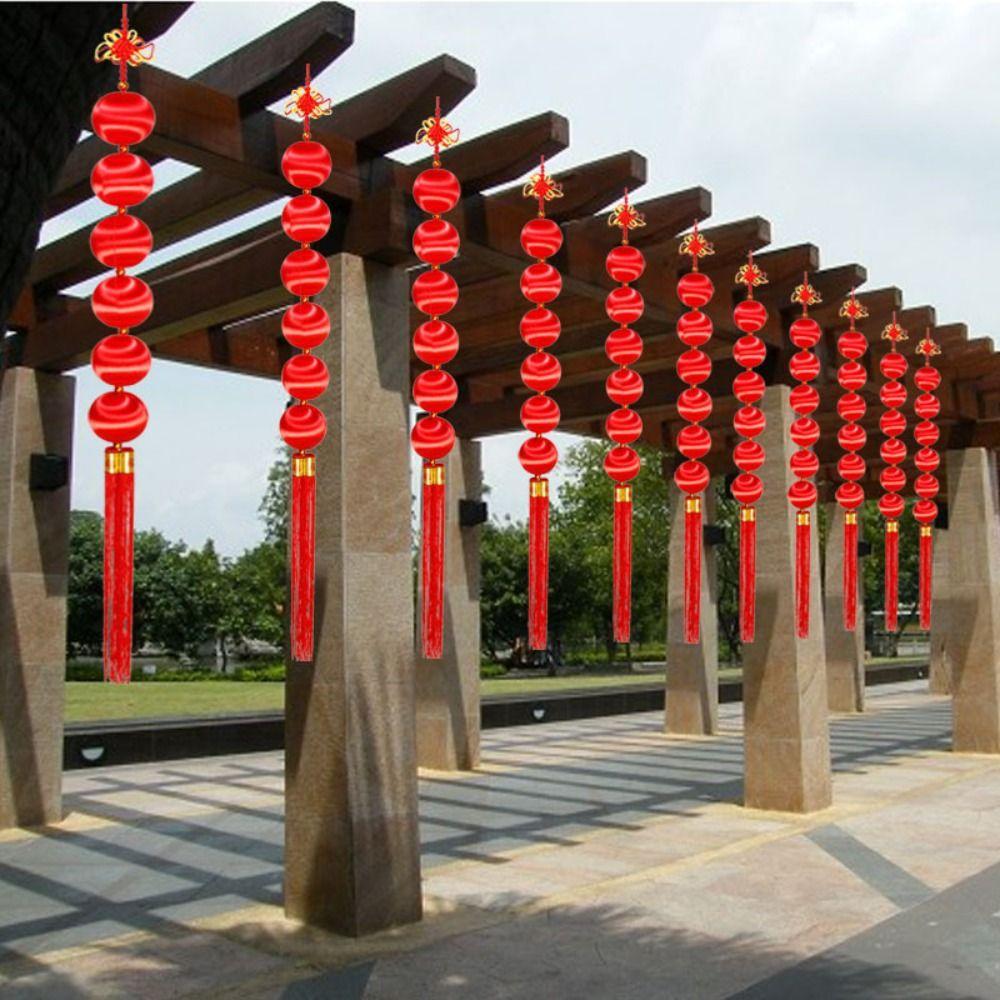 Mercerization Lantern String Tassels Decorative Ball String Red Lantern Hangings  Chinese New Year