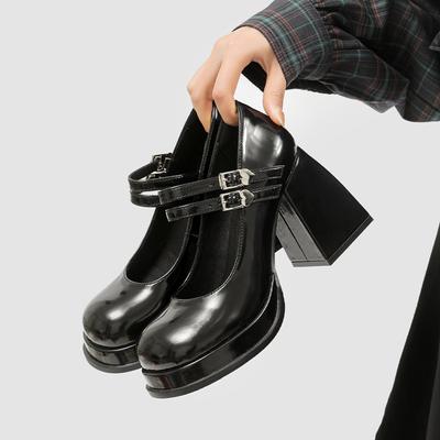 Mary Jane Française Femmes 2024 Nouveaux Talons Hauts Petits à Tempérament à Semelles Épaisses Petites Chaussures