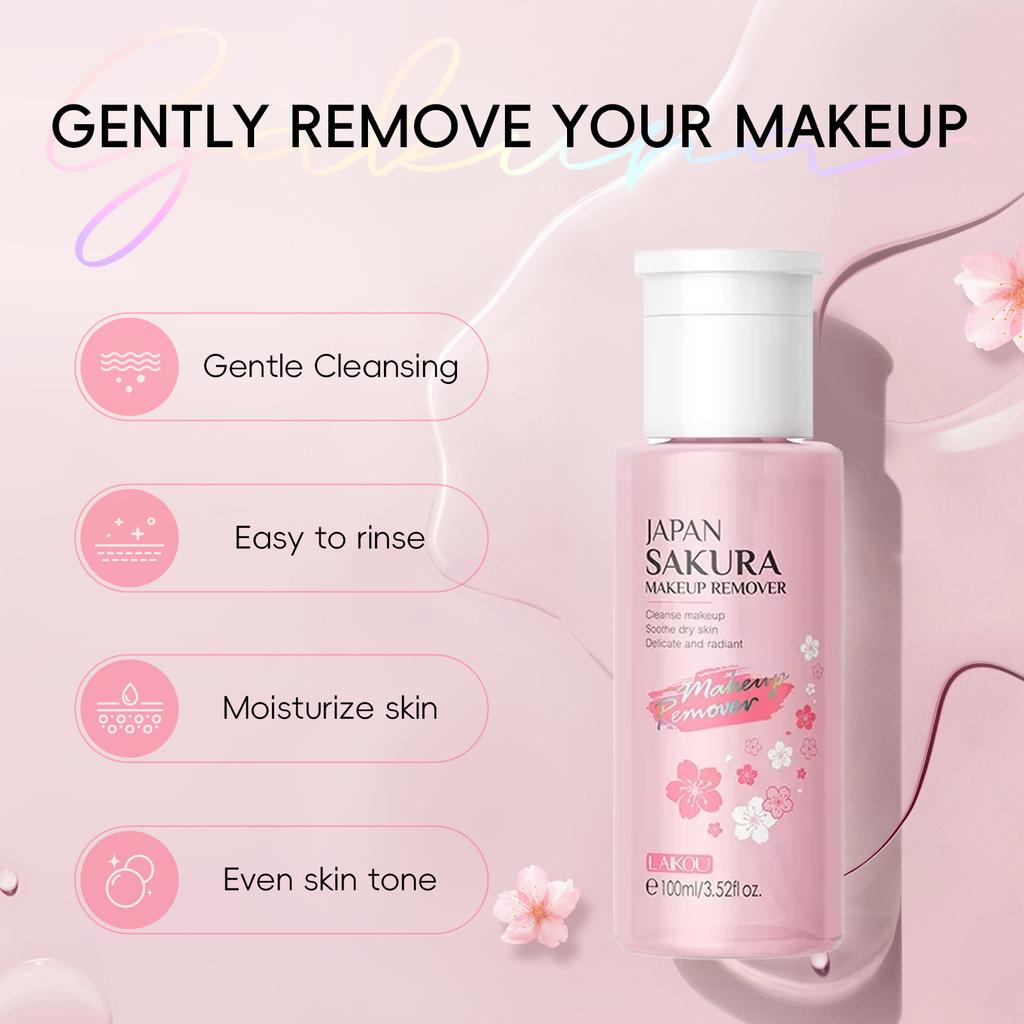 LAIKOU Portable Makeup Remover Lashes Cleansing Liquid Water Lip Eye Gentle Care Make-Up Travel Skin Remover Face Skincare 100ml