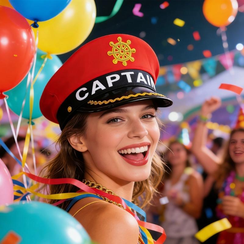 Breathable Captain Hat with Embroidery and Letter Design Marine Hat for Adult Youth Halloween Party Cosplay Headpiece