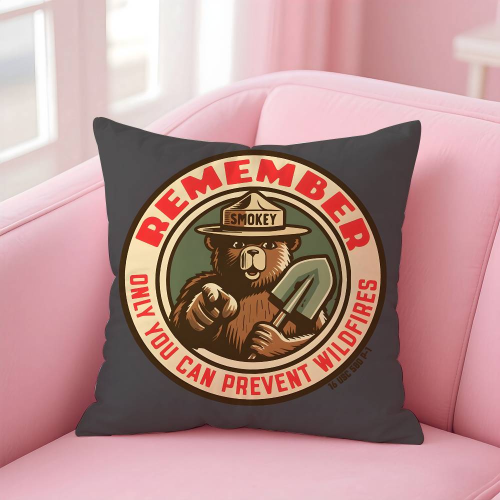 Anime S-Smokey B-Bear Pillow Case pattern printing pillowcase living room sofa cushion cover bedroom room decor