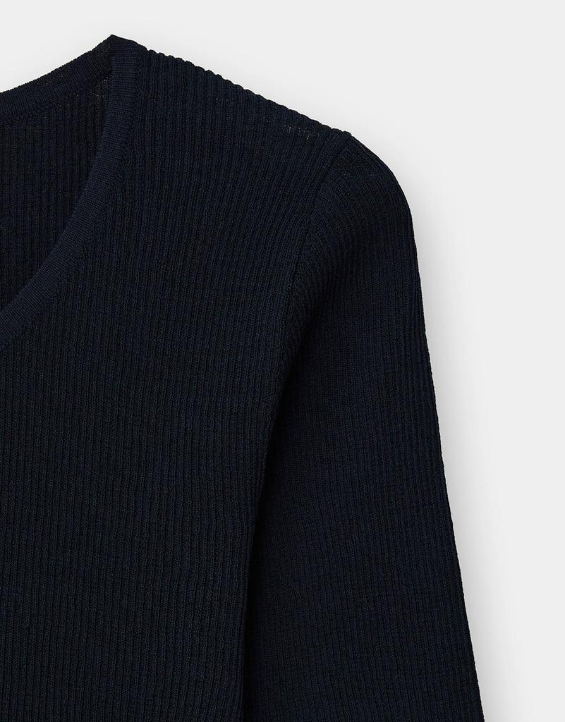 Giordano Ribbed U-Neck Short Sleeve Knit Sweater (14Gg) 356530 [2Color]