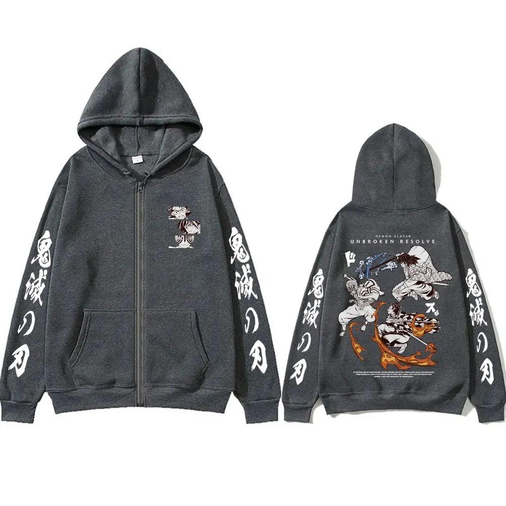Anime Devil Killer Zipper Hoodie Men and Women Fashion Casual Loose Retro Zipper Jacket