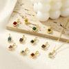 1 Piece Brass & Cubic Zirconia Birthstone Charms 18K Gold Plated Square Pendants For DIY Necklace Jewelry Making 15.5mm x 7.5mm