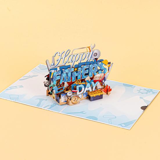 Toolbox Pop Up Father's Day Card for Dad 3D Happy Father's Day Greeting Card with Envelope from Son Daughter Wife Best Dad Award Card Gift