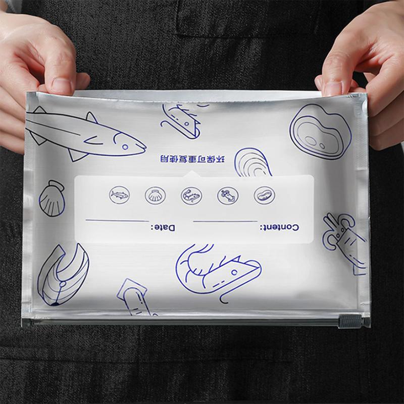 10 Pcs/Bag Leakproof Freezer Safe Kitchen Fresh Bag Large Capacity Aluminum Foil Food Bag Fresh-Keeping Reusable Zip Lock Bag