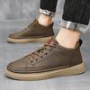 Fashion Men's High Top Leather Ankle Boots Spring Waterproof Comfortable Casual Shoe Sneakers Jogging Korean Tooling Shoes Botas