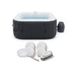 KOMPLETTSET SUNSPA: aufblasbarer quadratischer Whirlpool für 6 Personen und Zubehör : 4 Kopfstützen, Filter, Kescher, Bürste, Matte, Decke