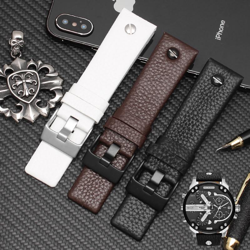 24 26 27 28mm Soft Watchbands for Die-sel DZ7313 7322 7257 7313 DZ7333 4318 Women's Men's Watch Straps with Black Sliver Buckle