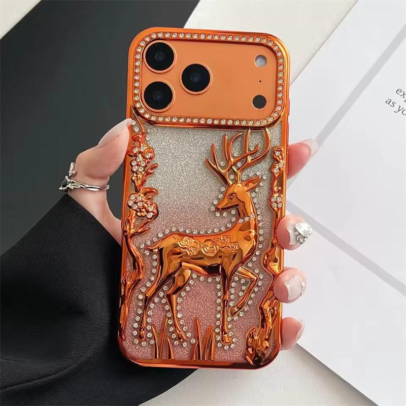 Luxury Electroplated Rhinestones Bling Case For iPhone 17 16 15 14 13 12 Pro Max 17Air Glitter Soft Cover For iPhone 17 Pro Max