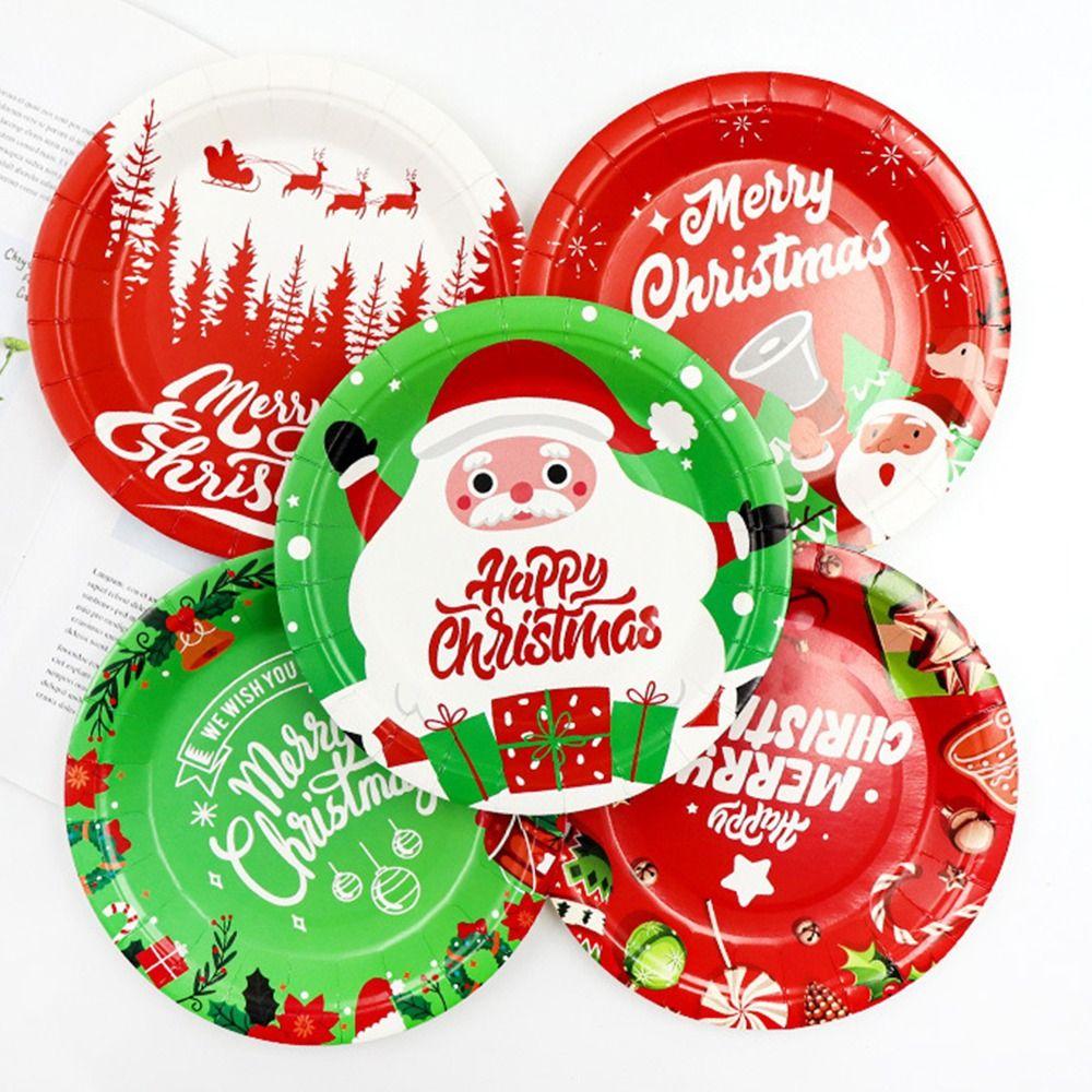 Disposable Christmas Tableware Set Environmental Christmas Paper Cups Christmas Paper Plates  Home