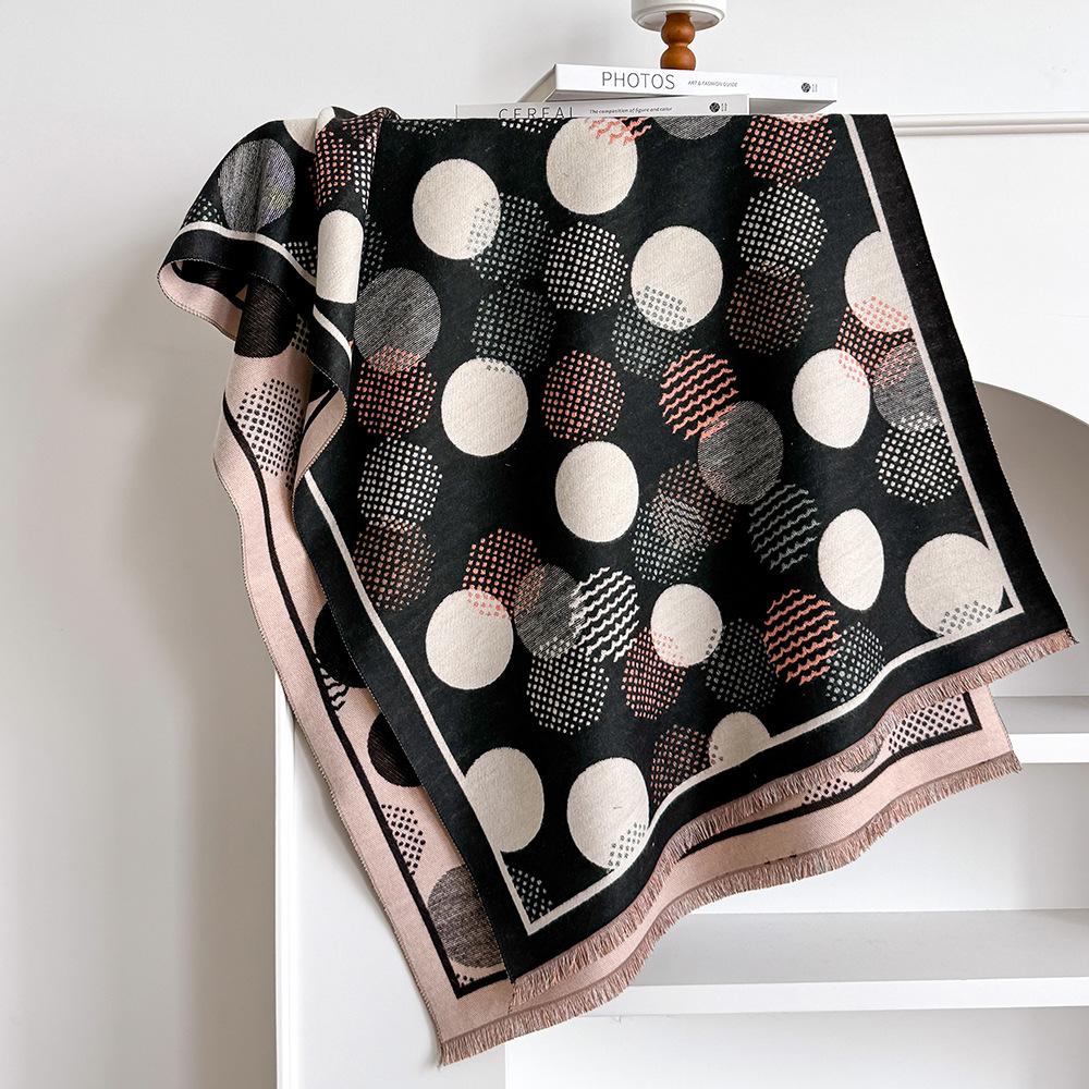 Autumn and winter imitation cashmere polka dot scarf high fashion outer shawl autumn and winter new thickened warm scarf shawl 185*65cm