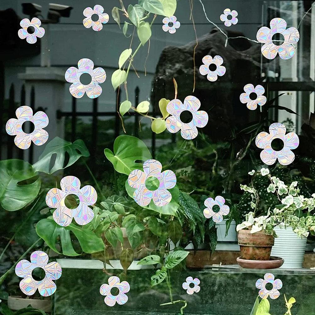 9 Stück Kleine Blume Fenster Muster Aufkleber Dekorative Aufkleber Blumen Antikollisions-PVC-Aufkleber