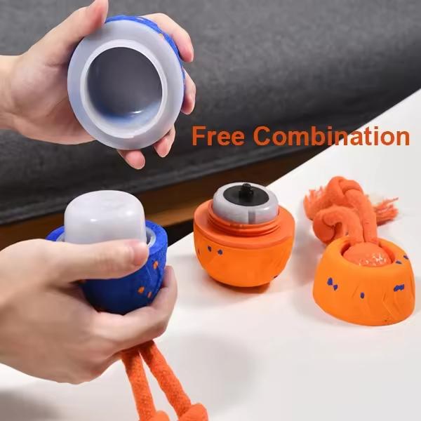 E-TPU Material Pet Interactive Toy Balls with Rope & Barks Sound Active Rolling Interactive Dog Ball with Lights for Dogs