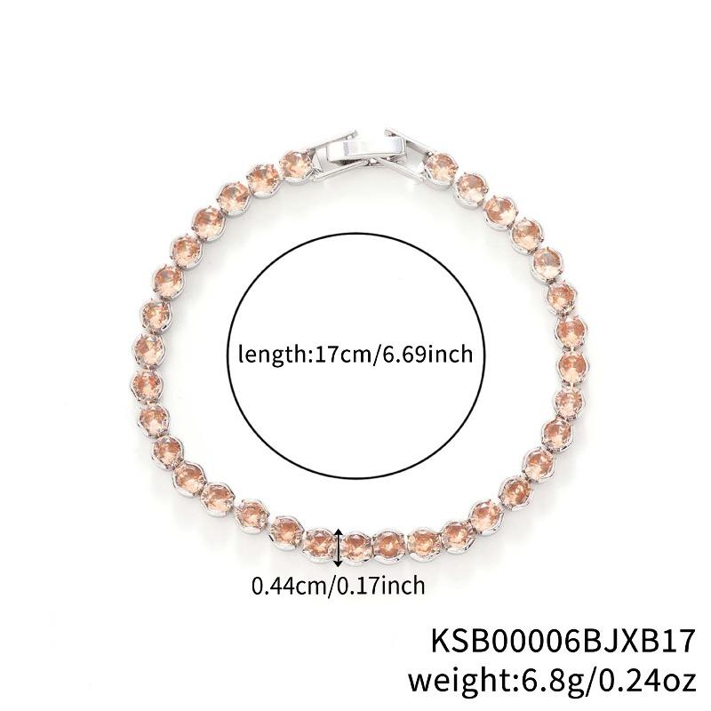 Mary Kashi Fashion Jewelry - Multi-sku Crystal Bracelet, Electroplated Aaa Cubic Zirconia Bracelet, Diamond-accented 4mm