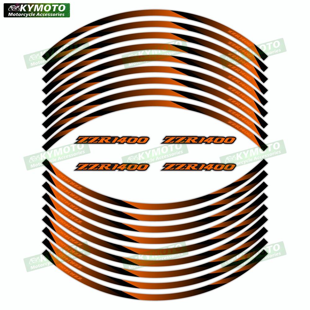 For NINJA ZZR1200 ZZR1400 ZZR1100 motorcycle 17 inch front and rear wheel decals reflective rim stickers decoration