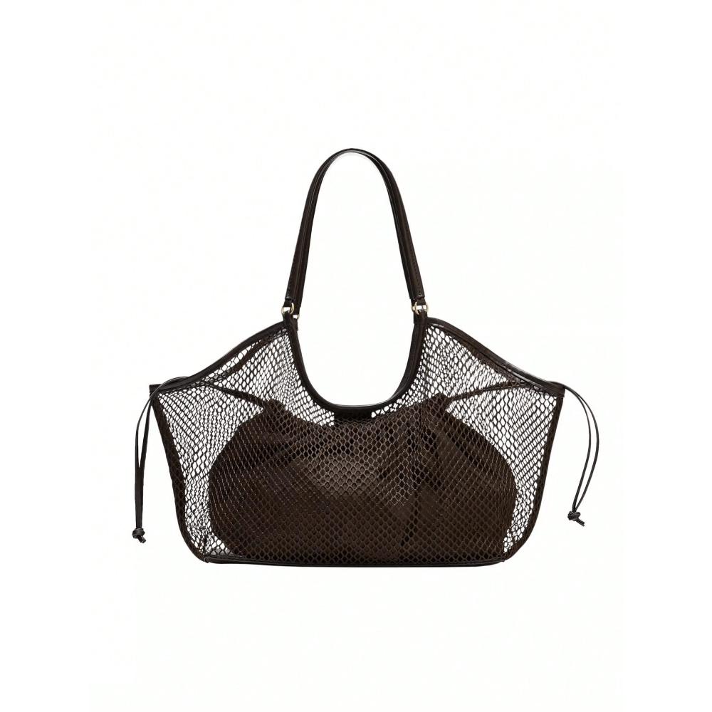 

Women s Mesh Large Capacity Retro Commuter Personalized Design Handbag Tote Beach Bag 1pc коричневый