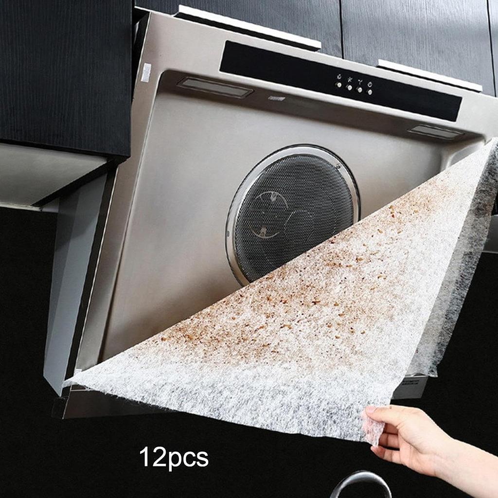 12-piece/set Durable & Portable Kitchen Filter Papers Absorbent Disposable Filter Sheets Lightweight for Ranges Hoods