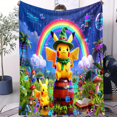 Hot Pokemon Pikachu SciFi Style Blanket Soft Durable Magical Scene  All Seasons For Home Office Travel Nap Leisure Fan Gift