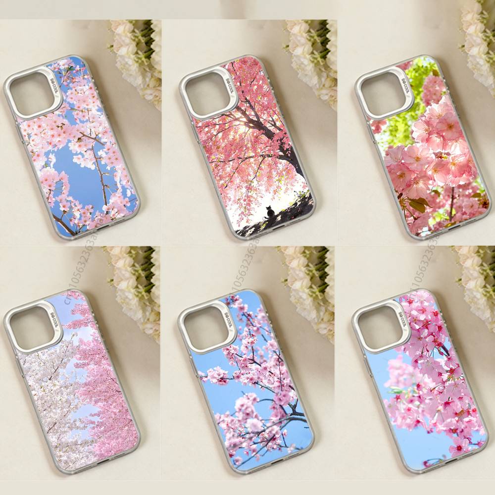 Pink Sakura phone Case for iPhone 17 11 12 Pro Max Plus Mini Air SE 16e 14 15 16 13 Soft Shell