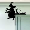 Witch Shaped Halloween Witch Pumpkin Door Corner Witch Silhouette Door Corner Decoration  Lawn