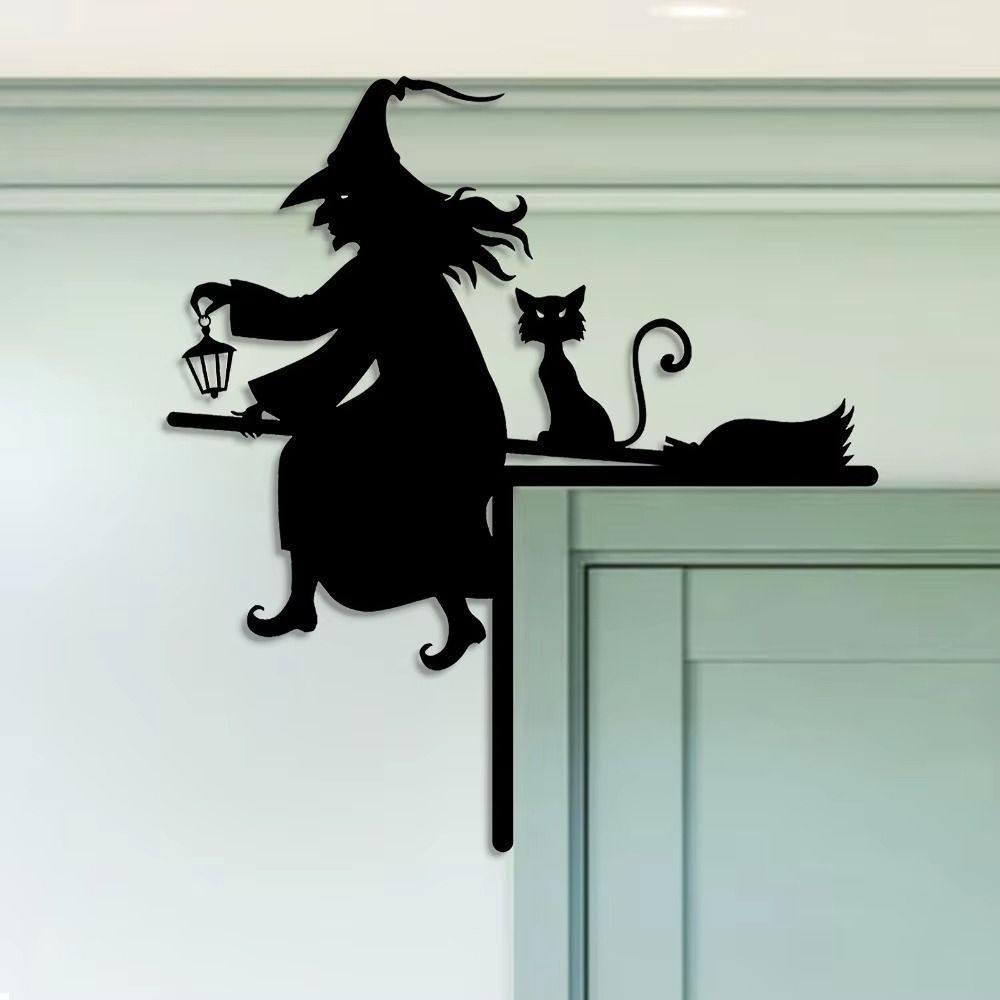 Witch Shaped Halloween Witch Pumpkin Door Corner Witch Silhouette Door Corner Decoration Lawn