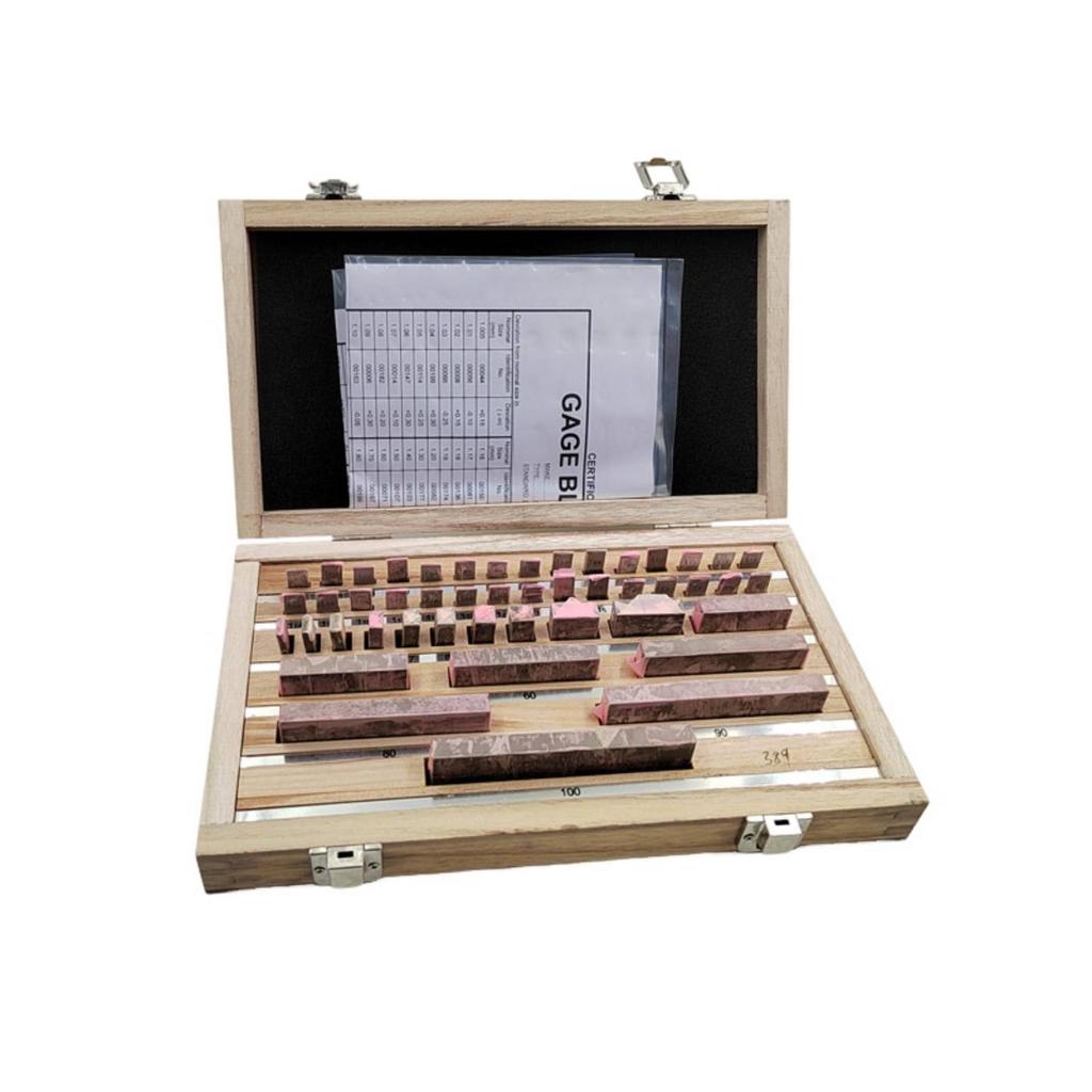 47 Pieces Gauge Block Set with Wooden Case FineTolerance Steel Calibration Blocks
