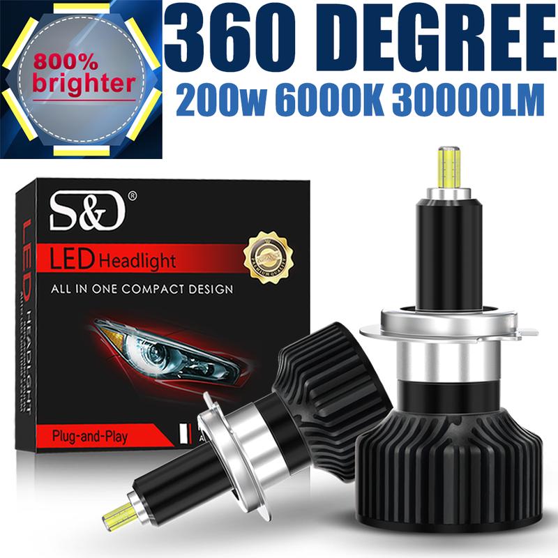 30000LM H7 H11 Led Headlight 360° Beam CSP 9005 Hb3 9006 HB4 9012 6000K 12V Canbus Car Light Lamp Copper Tube Cooling 30000lm