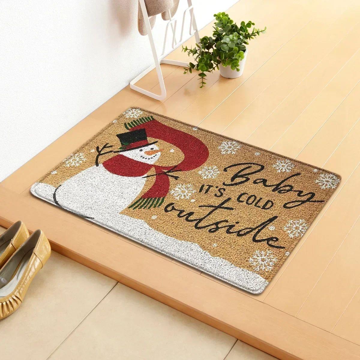 

Christmas Decor Doormat Christmas Snowman Carpet Indoor Outdoor Entrance Carpet Holiday Home Decor Doormat 40x60cm 16x24inch