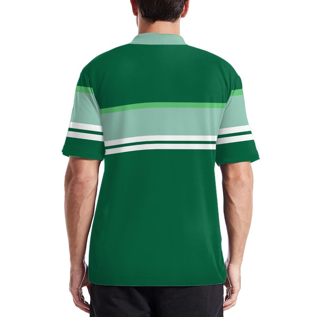 2026 Summer Men's Polo Shirt with Stripes Print Breathable Lightweight Casual Fashionable Outdoor
