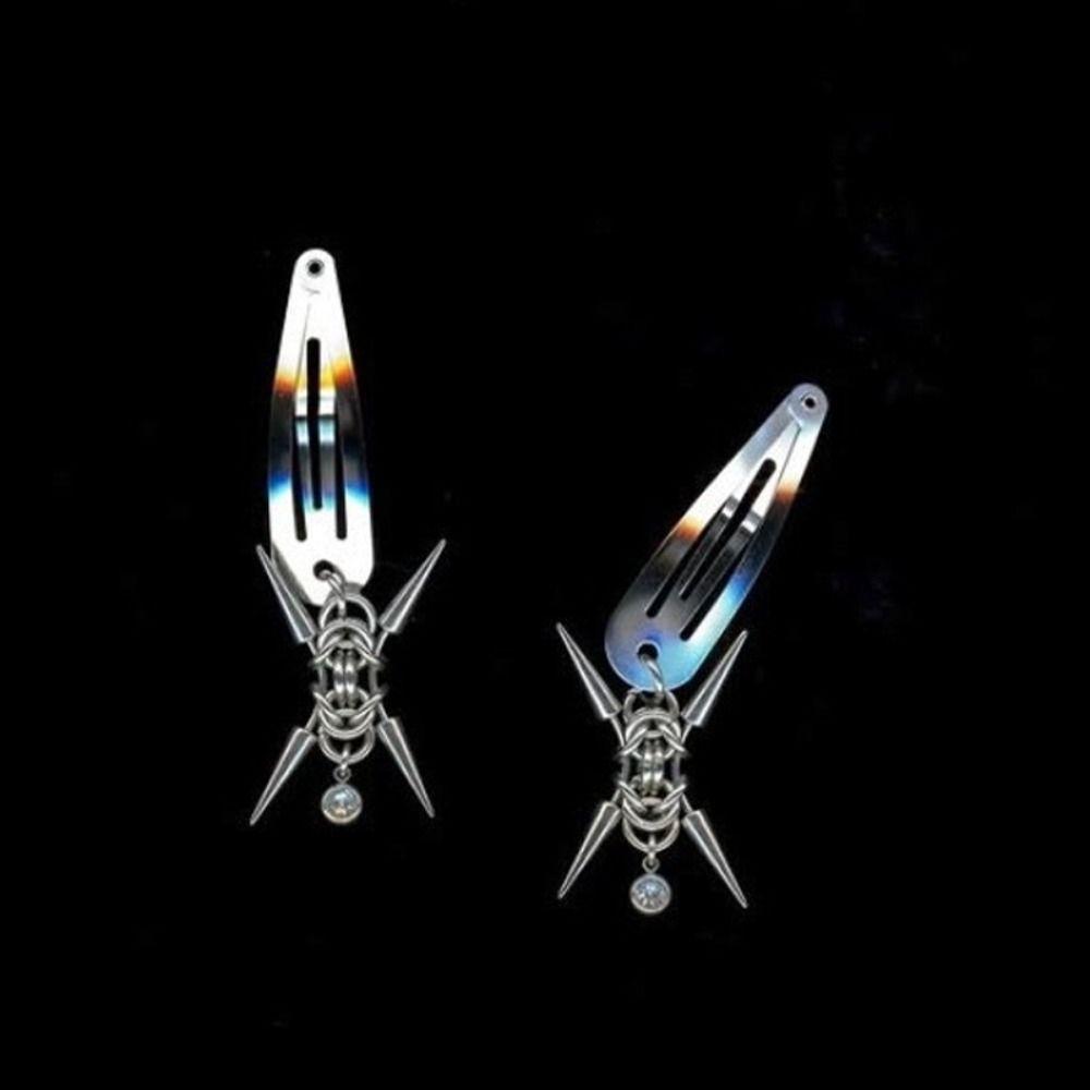 Heavy Industry Rivet Hair Clips Stainless Steel Goth Hair Clips Fashion Punk Hair Clips Women Girl