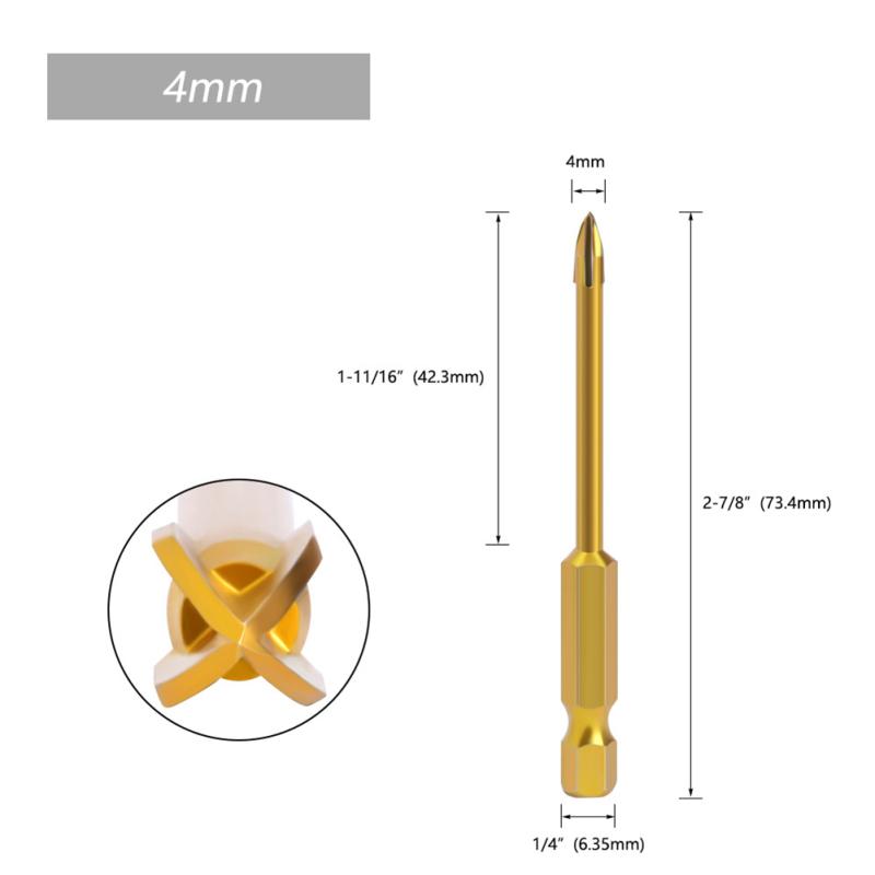 Hexagon Cross Galvanized Drill 3 4 5 6 8 10 12mm Drilling Drill For Ceramic Cement Wall Glass 6.35mm