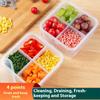 Refrigerator Storage Box 4 Grid Food Vegetable Fruit Storage Box Fridge Organizer Drain Basket Meat Onion Ginger Clear Crisper