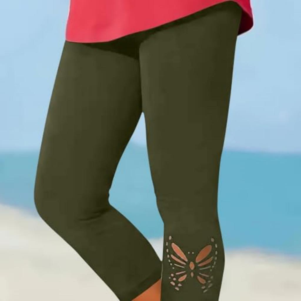Pantaloni Corti Casual da Donna - Colore Farfalla Traforati Bruciati Base Pantaloni Yoga
